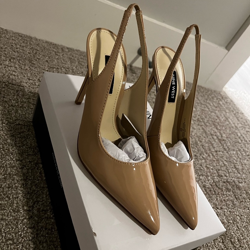Nine West Tan Slingback Heels